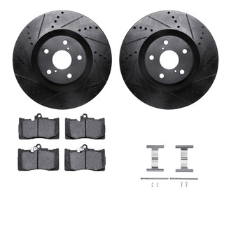 R1 Concepts® - Drilled and Slotted Front Brake Kit with Performance Sport Pads
