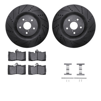 R1 Concepts® - Drilled and Slotted Front Brake Kit with Performance Sport Pads