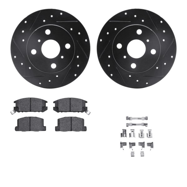  R1 Concepts® - Drilled and Slotted Rear Brake Kit with Performance Sport Pads