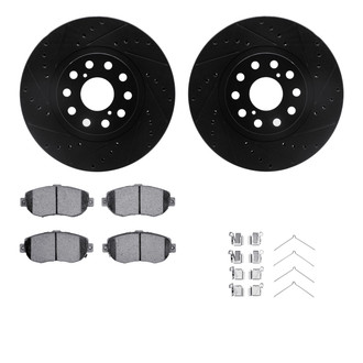 R1 Concepts® - Drilled and Slotted Front Brake Kit with Performance Sport Pads