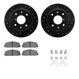 R1 Concepts® - Drilled and Slotted Rear Brake Kit with Performance Sport Pads