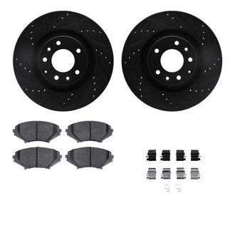 R1 Concepts® - Drilled and Slotted Front Brake Kit with Performance Sport Pads