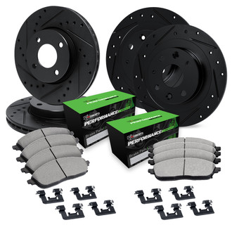 R1 Concepts® - Drilled and Slotted Front and Rear Brake Kit with Performance Sport Pads