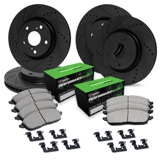 R1 Concepts® - Drilled and Slotted Front and Rear Brake Kit with Performance Sport Pads