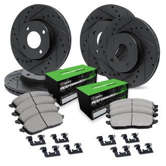 R1 Concepts® - Drilled and Slotted Front and Rear Brake Kit with Performance Sport Pads