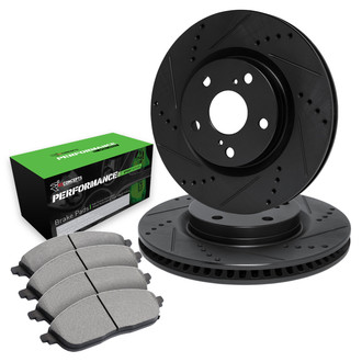 R1 Concepts® - Drilled and Slotted Front Brake Kit with Performance Sport Pads