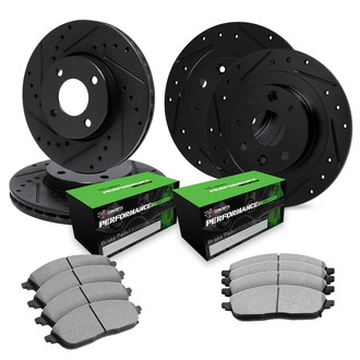 R1 Concepts® - Drilled and Slotted Front and Rear Brake Kit with Performance Sport Pads