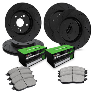 R1 Concepts® - Drilled and Slotted Front and Rear Brake Kit with Performance Sport Pads