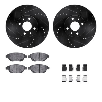 R1 Concepts® - Drilled and Slotted Front Brake Kit with Euro Ceramic Pads