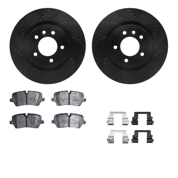  R1 Concepts® - Drilled and Slotted Rear Brake Kit with Euro Ceramic Pads