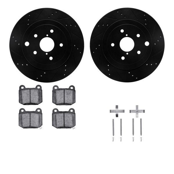  R1 Concepts® - Drilled and Slotted Rear Brake Kit with Euro Ceramic Pads