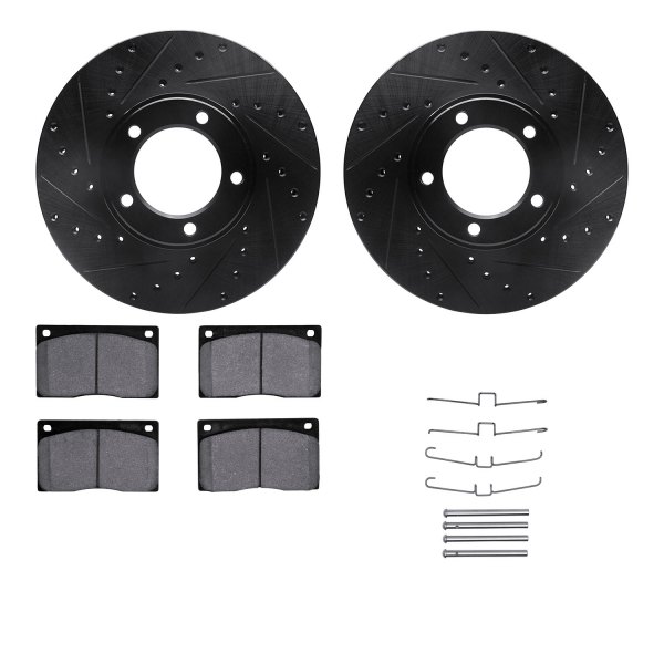  R1 Concepts® - Drilled and Slotted Front Brake Kit with Euro Ceramic Pads