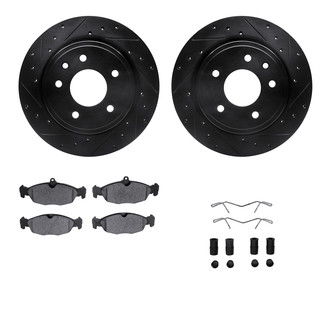 R1 Concepts® - Drilled and Slotted Rear Brake Kit with Euro Ceramic Pads
