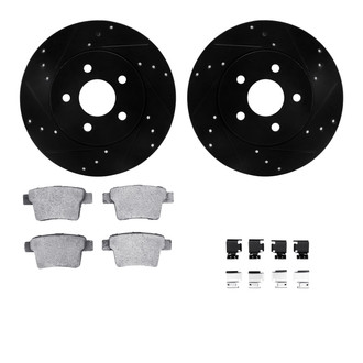 R1 Concepts® - Drilled and Slotted Rear Brake Kit with Euro Ceramic Pads