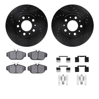R1 Concepts® - Drilled and Slotted Front Brake Kit with Euro Ceramic Pads
