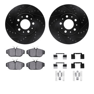 R1 Concepts® - Drilled and Slotted Front Brake Kit with Euro Ceramic Pads