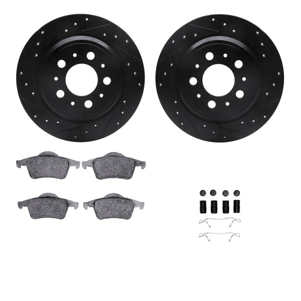  R1 Concepts® - Drilled and Slotted Rear Brake Kit with Euro Ceramic Pads