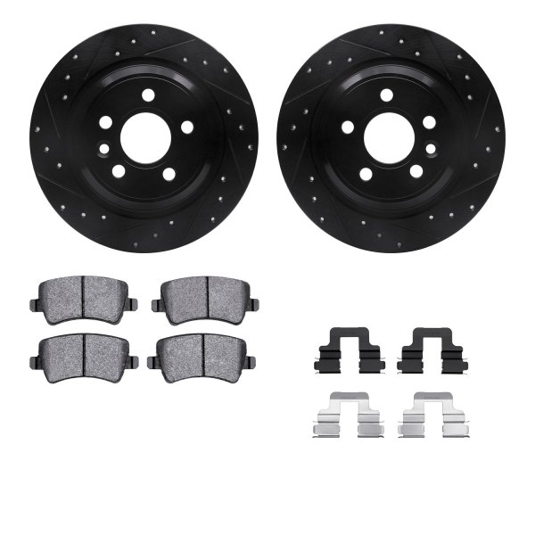  R1 Concepts® - Drilled and Slotted Rear Brake Kit with Euro Ceramic Pads