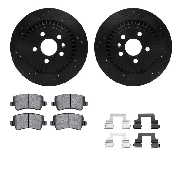  R1 Concepts® - Drilled and Slotted Rear Brake Kit with Euro Ceramic Pads