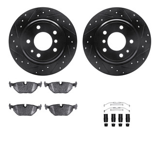 R1 Concepts® - Drilled and Slotted Rear Brake Kit with Euro Ceramic Pads