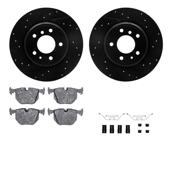  R1 Concepts® - Drilled and Slotted Rear Brake Kit with Euro Ceramic Pads