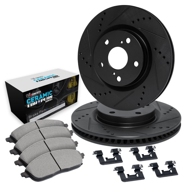  R1 Concepts® - Drilled and Slotted Rear Brake Kit with Euro Ceramic Pads