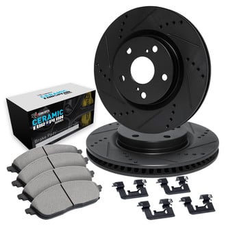 R1 Concepts® - Drilled and Slotted Rear Brake Kit with Euro Ceramic Pads