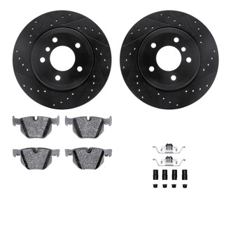 R1 Concepts® - Drilled and Slotted Rear Brake Kit with Euro Ceramic Pads