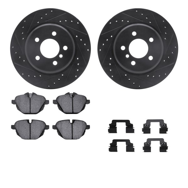  R1 Concepts® - Drilled and Slotted Rear Brake Kit with Euro Ceramic Pads