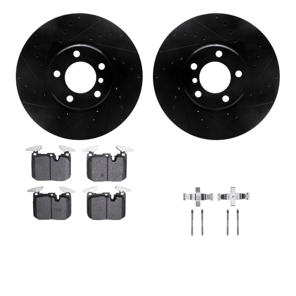  R1 Concepts® - Drilled and Slotted Front Brake Kit with Euro Ceramic Pads