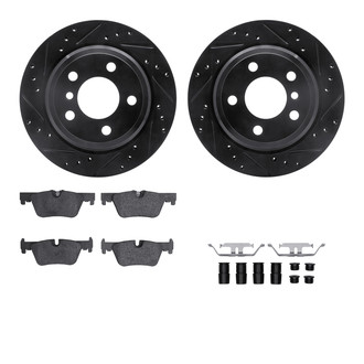 R1 Concepts® - Drilled and Slotted Rear Brake Kit with Euro Ceramic Pads
