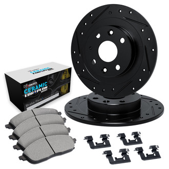 R1 Concepts® - Drilled and Slotted Rear Brake Kit with Euro Ceramic Pads