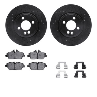 R1 Concepts® - Drilled and Slotted Front Brake Kit with Euro Ceramic Pads