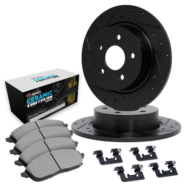  R1 Concepts® - Drilled and Slotted Rear Brake Kit with Euro Ceramic Pads