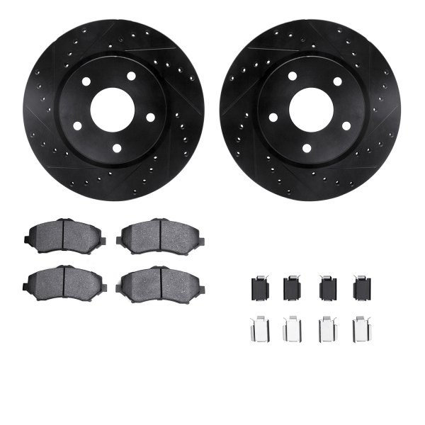  R1 Concepts® - Drilled and Slotted Front Brake Kit with Euro Ceramic Pads