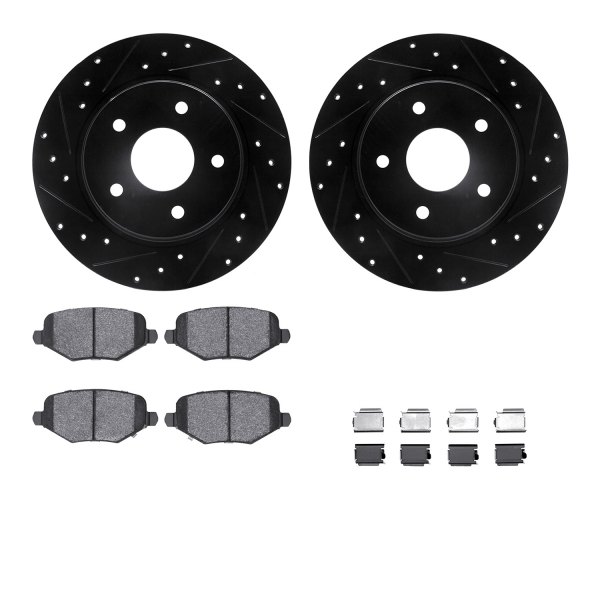  R1 Concepts® - Drilled and Slotted Rear Brake Kit with Euro Ceramic Pads