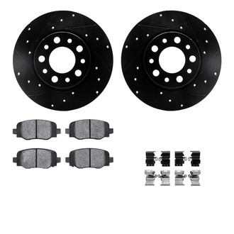 R1 Concepts® - Drilled and Slotted Rear Brake Kit with Euro Ceramic Pads