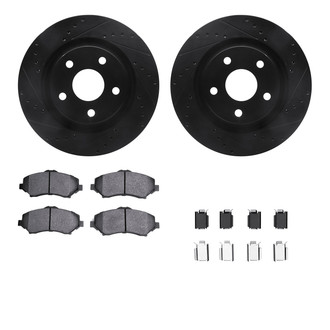 R1 Concepts® - Drilled and Slotted Front Brake Kit with Euro Ceramic Pads