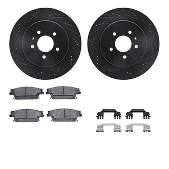 R1 Concepts® - Drilled and Slotted Rear Brake Kit with Euro Ceramic Pads