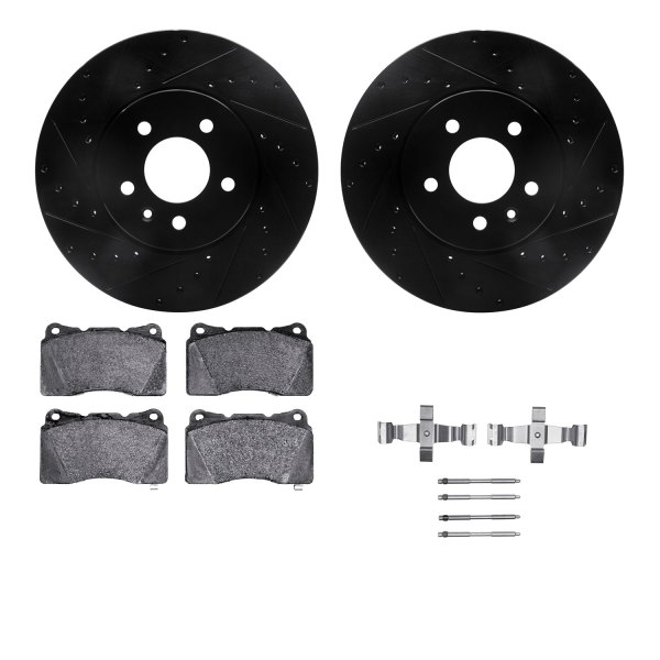  R1 Concepts® - Drilled and Slotted Front Brake Kit with Euro Ceramic Pads