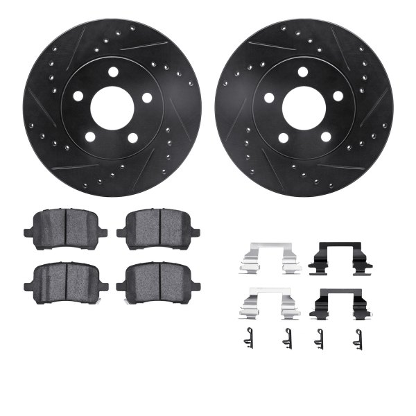  R1 Concepts® - Drilled and Slotted Front Brake Kit with Euro Ceramic Pads