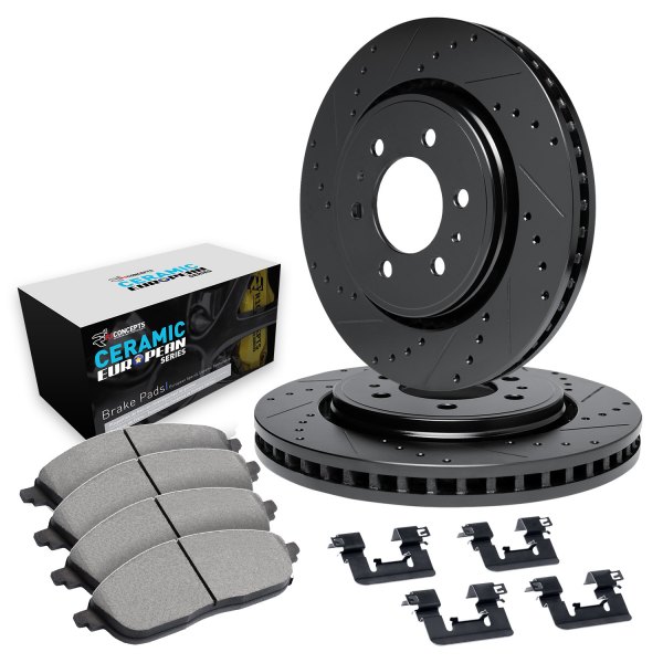  R1 Concepts® - Drilled and Slotted Rear Brake Kit with Euro Ceramic Pads