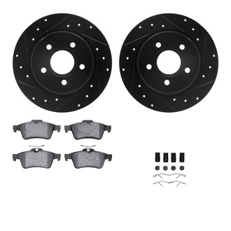 R1 Concepts® - Drilled and Slotted Rear Brake Kit with Euro Ceramic Pads