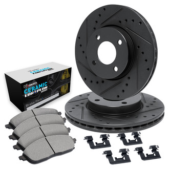 R1 Concepts® - Drilled and Slotted Front Brake Kit with Euro Ceramic Pads