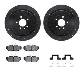 R1 Concepts® - Drilled and Slotted Rear Brake Kit with Euro Ceramic Pads
