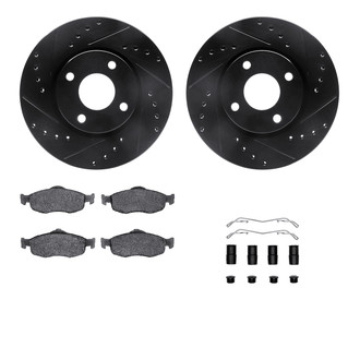 R1 Concepts® - Drilled and Slotted Front Brake Kit with Euro Ceramic Pads