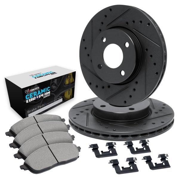  R1 Concepts® - Drilled and Slotted Front Brake Kit with Euro Ceramic Pads