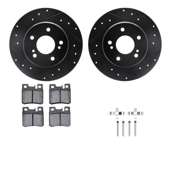  R1 Concepts® - Drilled and Slotted Rear Brake Kit with Euro Ceramic Pads