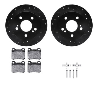 R1 Concepts® - Drilled and Slotted Rear Brake Kit with Euro Ceramic Pads
