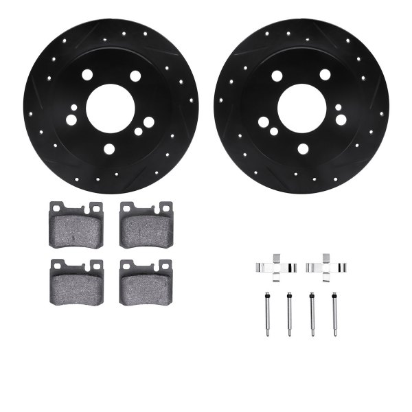  R1 Concepts® - Drilled and Slotted Rear Brake Kit with Euro Ceramic Pads